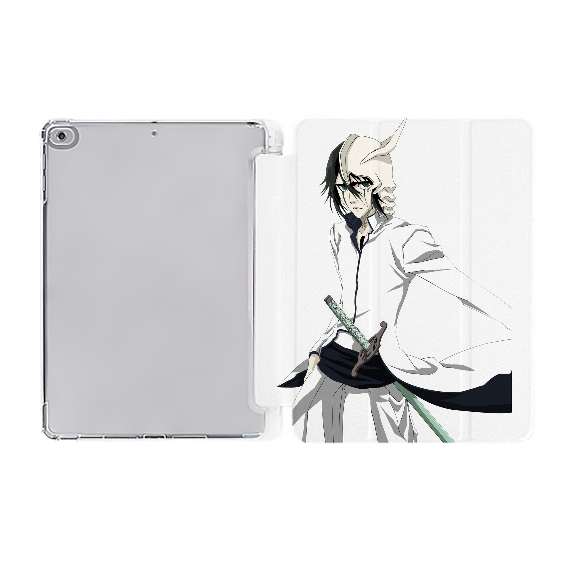 （画像用） ブリーチ ウルキオラ·シファー BLEACH Ulquiorra cifer IPad ケース ペン収納付き 三つ折りスタンド PUレザー×シリコン 対応機種9.5/10.5/10.9インチ